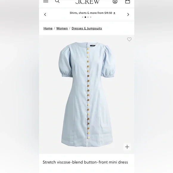 J.Crew NWT Stretch viscose/linen blend button front lined mini dress sz 16 BK977 - Picture 2 of 11